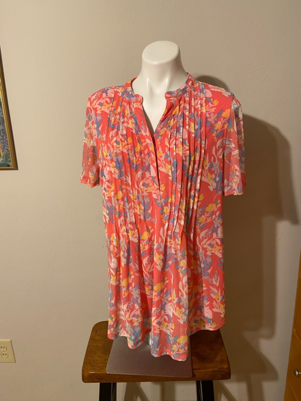 Kim Rogers Coral Multi Floral Blouse